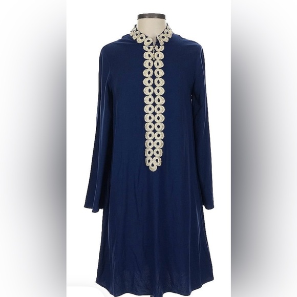 Lilly Pulitzer Navy Blue Dress with Gold Embellishment - Picture 1 of 3